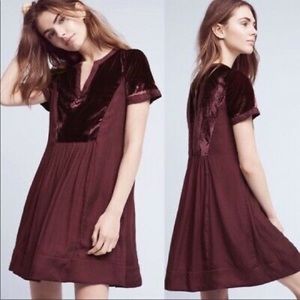Anthropologie Maeve Velvet Ingrid Mini Dress